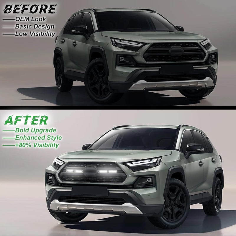 CFDSDE LED Grille Lights Fits for 2019-2024 Toyota RAV4 Accessories Exterior Front Grill Insert Light for 5th Gen Hybrid Adventure TR D Off-Road 5311142220(White Lights) - Image 4